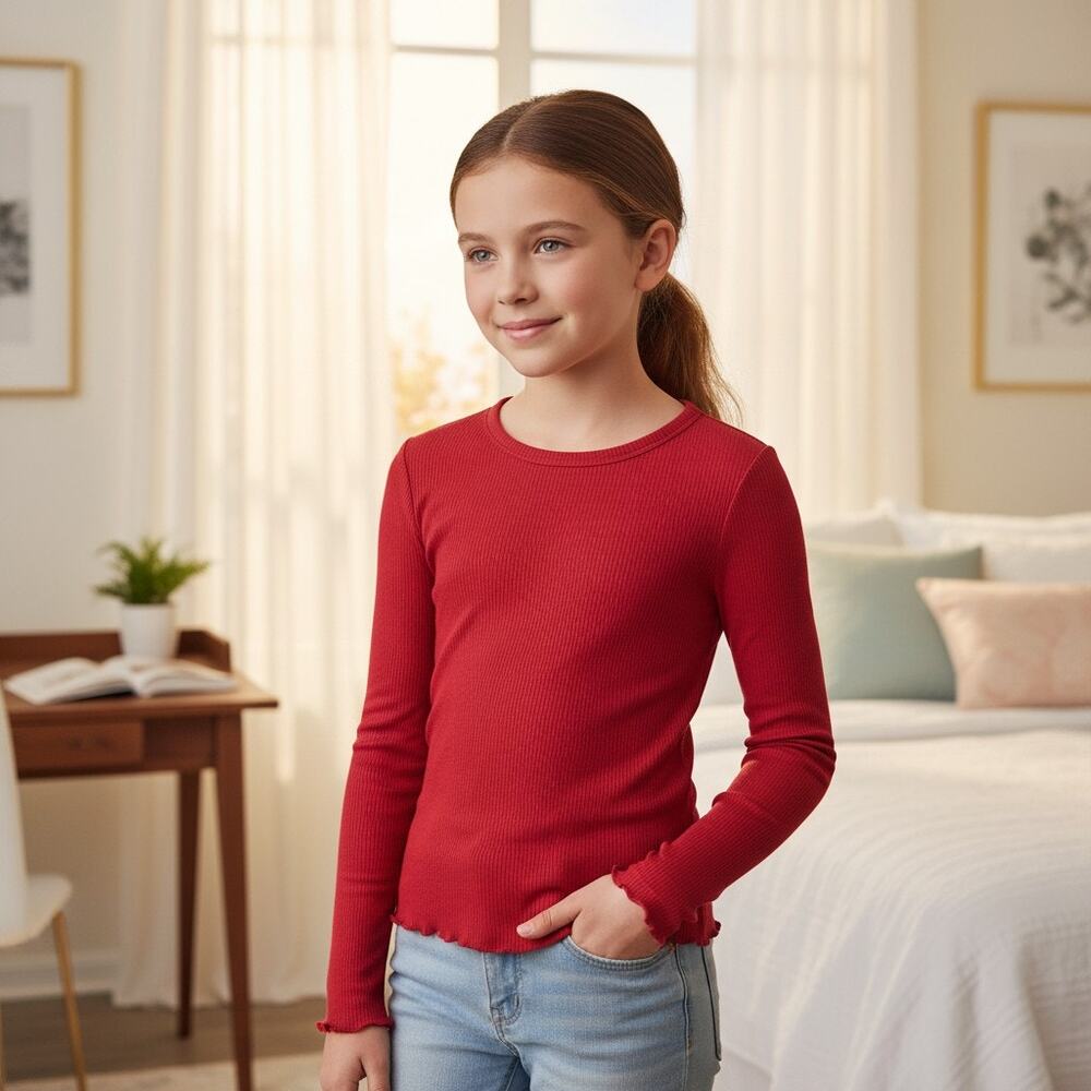 Art Class Girls’ Red Long‑Sleeve Top – Size L (10/12) – NWT